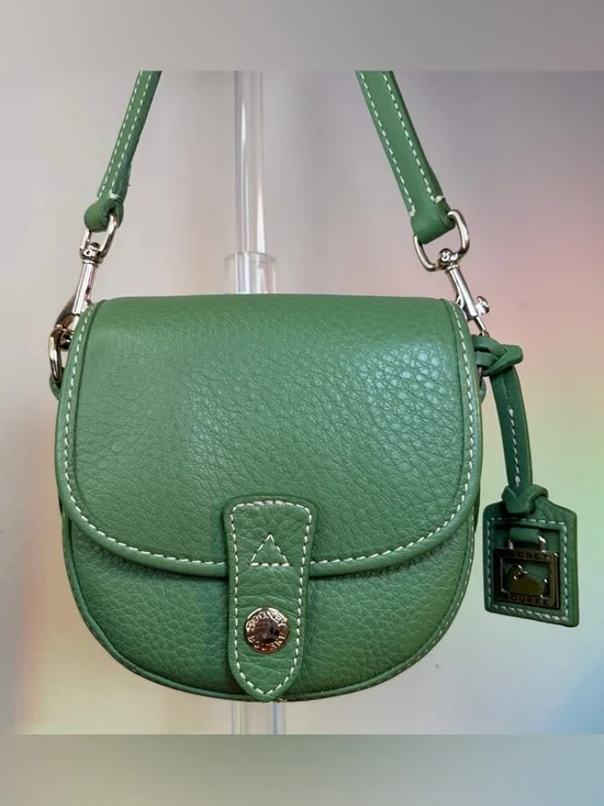 Dooney & Bourke Sullen II Mini Flap Green Pebble Leather Crossbody Purse - Picture 6 of 15